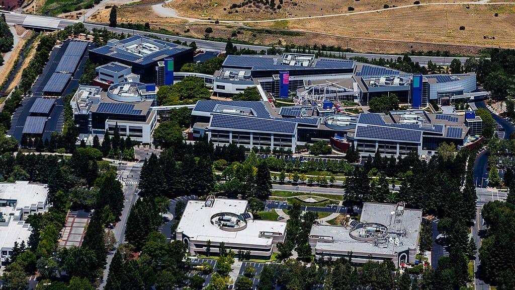 Aerial photo of a campus of office buildings