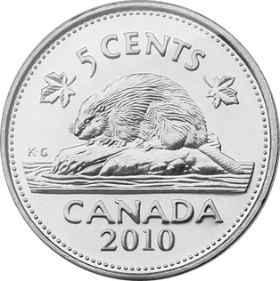 Photo of a five-cent Canadian coin with the image of a beaver sitting on a rock